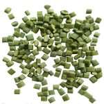 High-purity green PE pellets (Polyethylene) raw material for injection molding realistic Christmas tree leaves.